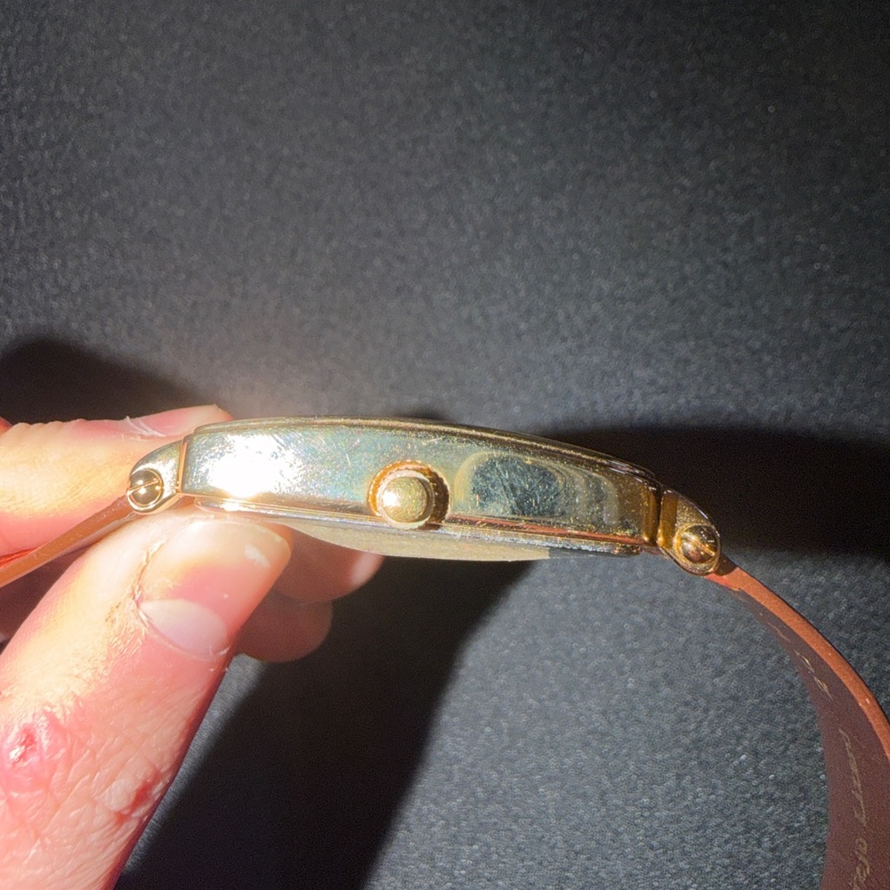 Ottimo Gold Rectangular Watch With Brown Leather … - image 4